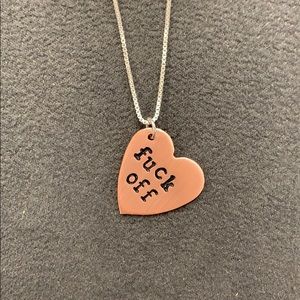 Copper and Sterling Silver “f**k off” necklace